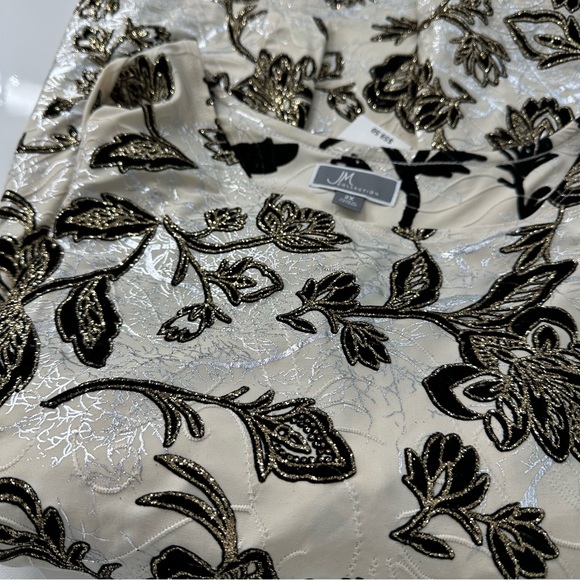 JM COLLECTION dress blouse Elegant black cream shimmer party top BEAUTIFUL 2X - Picture 11 of 13